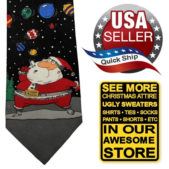 Hallmark Christmas Tie Santa Blowing Ornament Balloons From His Pipe by MMG - Picture 1 of 8